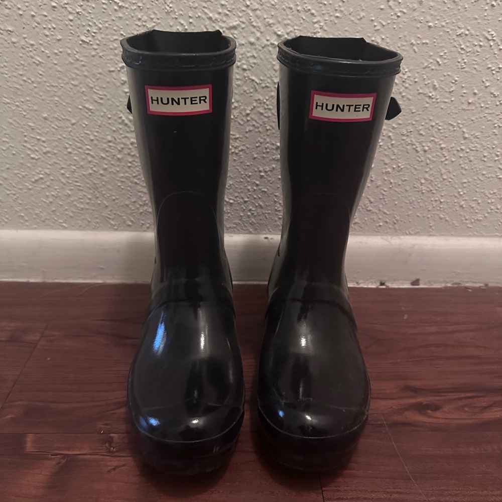 Hunter Short Black Gloss Rain Boots